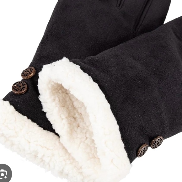 Isotoner Women's Black Microsuede Gloves with Button Detail - Picture 5 of 6